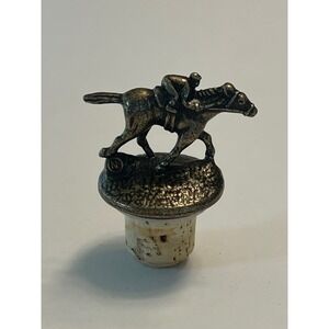 Blantons Bourbon Bottle Stopper Letter N: Horse and Jockey Pewter Cork Topper